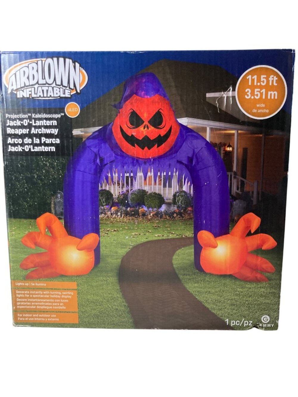Gemmy Airblown Inflatable Jack O Lantern Reaper Archway 11.5 ft Halloween Decor